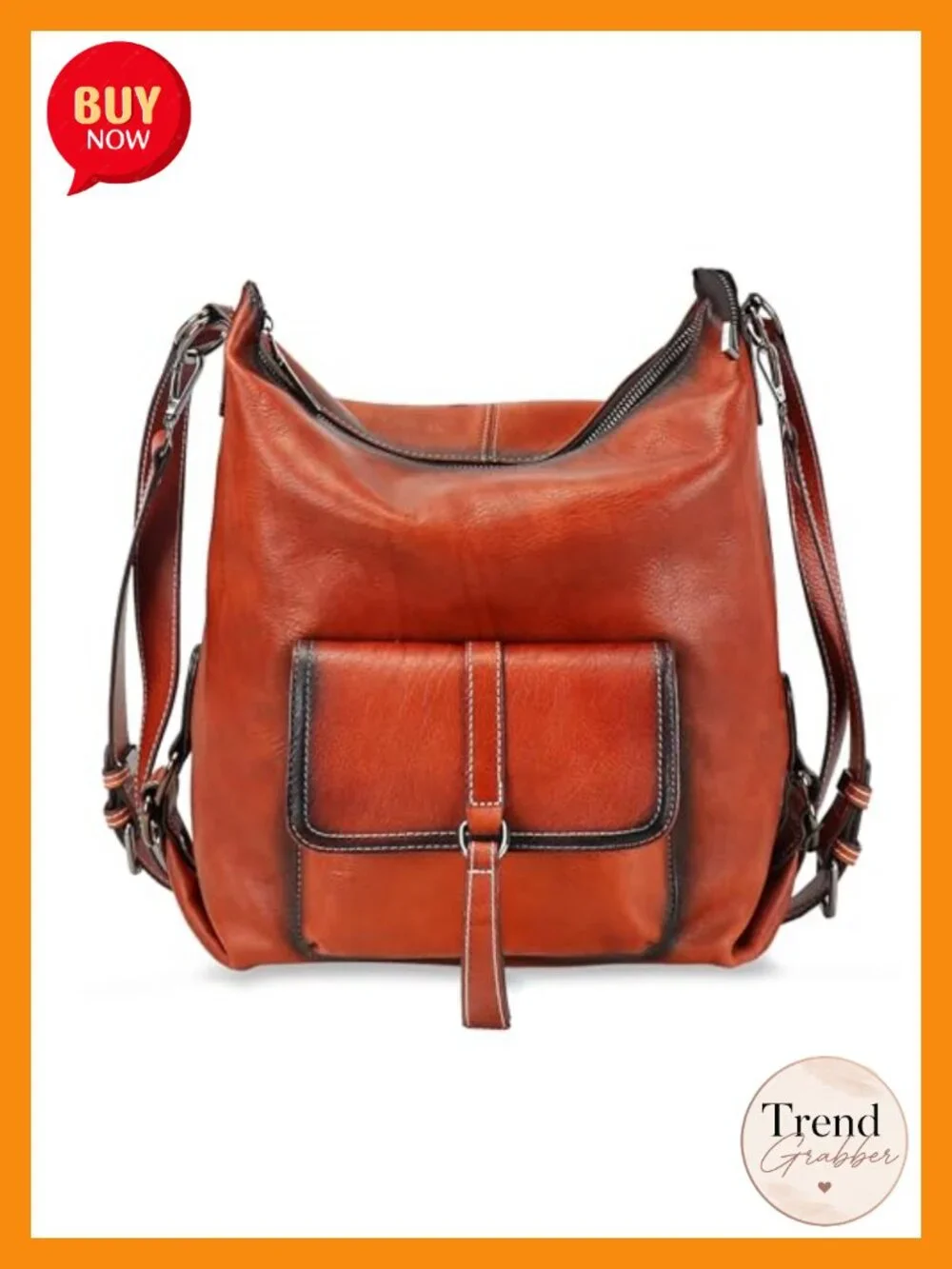 Genuine Leather 3-in-1 Hobo Bag Crossbody Backpack Purse Handbag